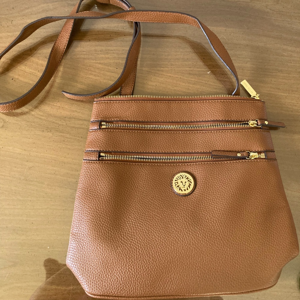 Anne Klein Tan Crossbody Bag with Gold Accents